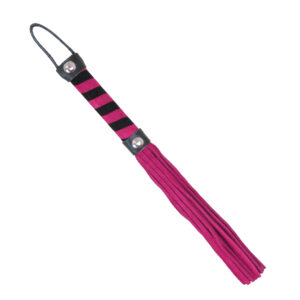 Love in Leather pink black candy stripe suede willy whip flogger WHI051PNK 2389051161419 Detail