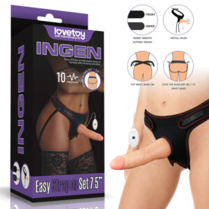 Lovetoy 7 point 5 Inch Vibrating Dong with Strap On Harness Light Flesh LV715116 6970260908665 Multiview