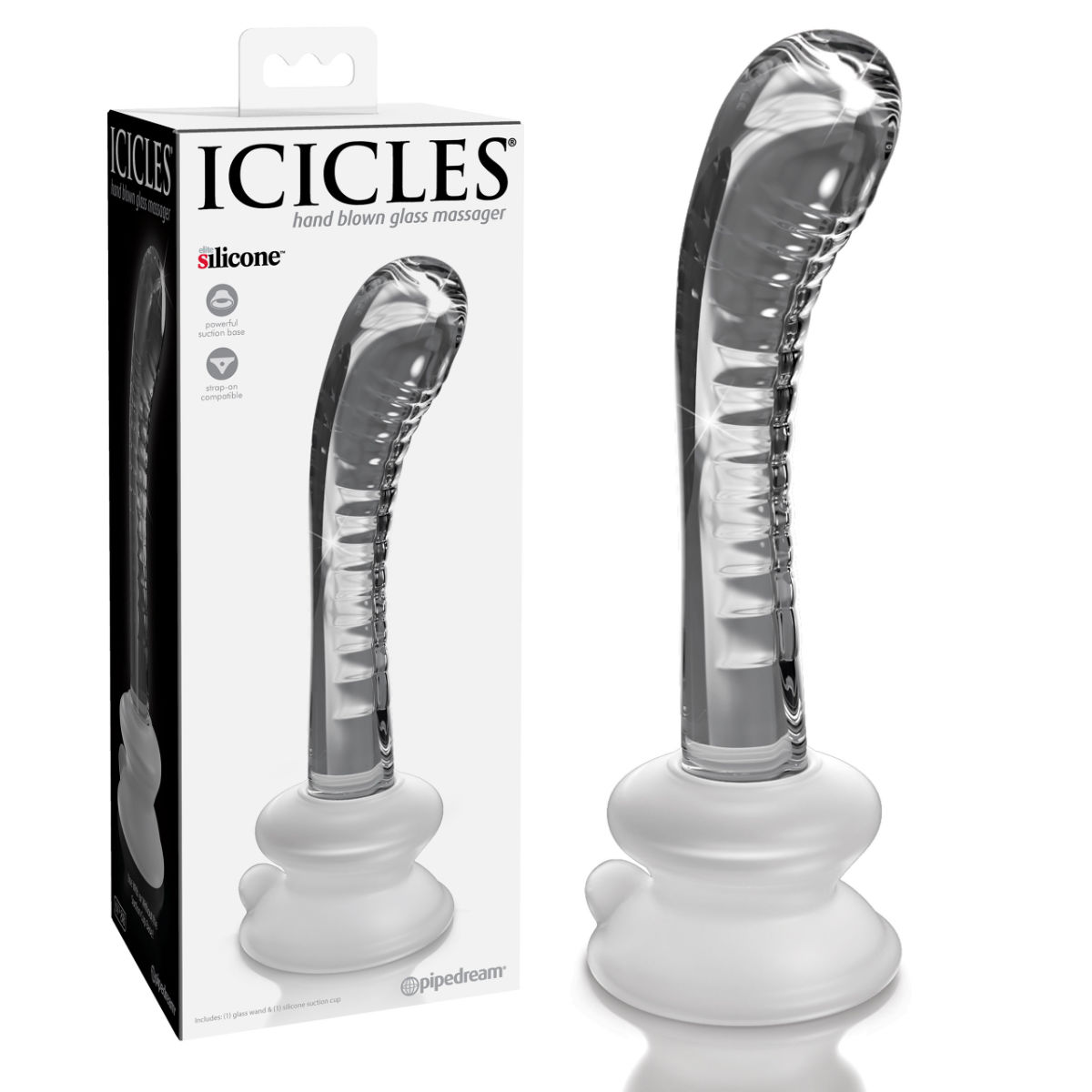 Pipedream Icicles 88 7 Inch Glass Dildo Silicone Suction Cup Clear PD2888 20 603912767148 Multiview