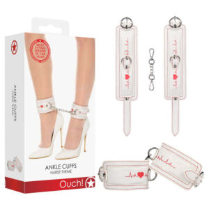 Shots Toys Ouch Nurse Theme Ankle Cuffs White OU542WHT 7423522484425 Multiview