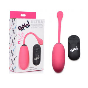 XR Brands BANG Plush Egg Wireless Remote Vibrating Egg Pink AG590PINK 848518040107 Multiview