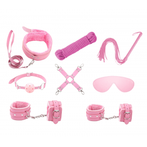 love in leather Faux Leather Lined 9 Piece Bondage Kit Pink KIT002PNK 1192000116146 Detail