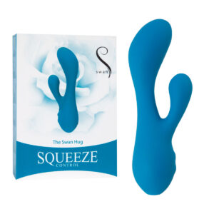 BMS Swan Squeeze The Swan Hug Squeeze Control Rabbit Vibrator Teal 94219 677613942197 Multiview