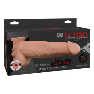 Fetish Fantasy Series 9 inch Hollow Squirting Strap On with Balls Light Flesh PD3398 21 603912759280 Boxview