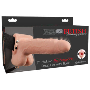 Pipedream Fetish Fantasy Series 7 Inch Hollow Rechargeable Vibrating Strap On Light Flesh PD 3391 21 603912756524 Boxview