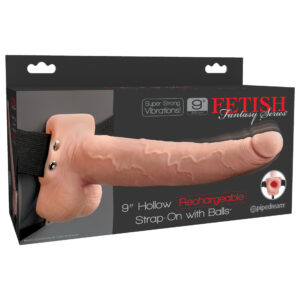 Pipedream Fetish Fantasy Series 9 Inch Hollow Rechargeable Vibrating Strap On Light Flesh PD 3392 21 603912756531 Boxview