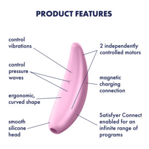 Satisfyer Curvy 3 Plus App Enabled Vibrating Air Pulse Stimulator Pink 4061504001890 Feature Detail