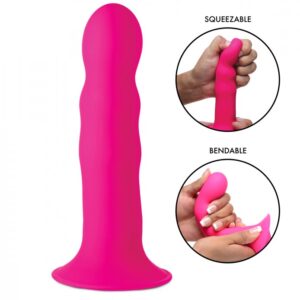 XR Brands Squeeze It Thermoreactive Wavy Dildo Pink AG328PINK 848518035431 Features Detail