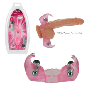 XR Brands Trinity Vibes Dual Rabbit Vibrating Cock Ring Pink AB762 811847013746 Multiview
