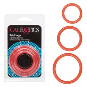 Calexotics Tri Rings 3 size Cock Ring Kit Red SE 1421 11 2 716770028037 Multiview