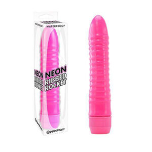 Pipedream NEON Ribbed Rocket Vibrator Pink PD1419 11 603912359732 Multiview