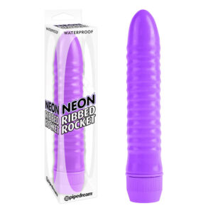 Pipedream NEON Ribbed Rocket Vibrator Purple PD1419 12 603912359749 Multiview