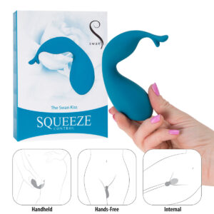 BMS Swan Squeeze The Swan Kiss Squeeze Control Vibrator Teal 94019 677613940193 Multiview