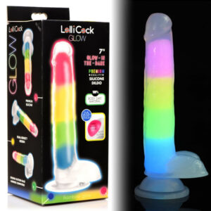 Curve Novelties Lollicock Glow 7 Inch Dual Density Glow in the Dark Dong with Balls Rainbow CN 14 0549 99 653078943733 Multiview.jpg