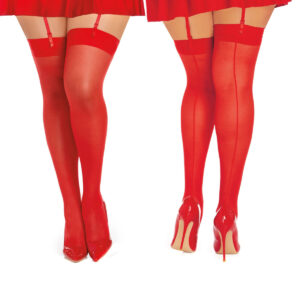 Dreamgirl Lingerie Sheer Thigh High Stockings with Backseam Queen Size OSX Red DG0007XRED 876802050778 Multiview