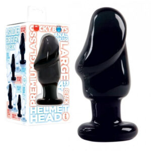 Icon Brands Cocky Boys Large Helmet 4 inch Glass Penis Anal Plug Black CB7010 2 847841070102 Multiview