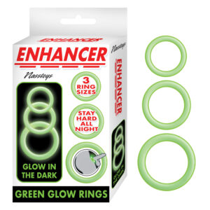 Nass Toys Enhancer Glow in the Dark Silicone Cock Rings 3 Sizes Green NASS3087 782631308709 Multiview.jpg