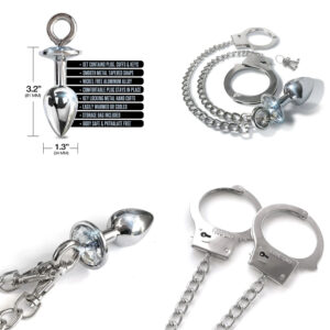 Global Novelties NIXIE Metal Jewel Plug and Cuffs Set Silver 1000324 850010096865 Multi Detail.jpg