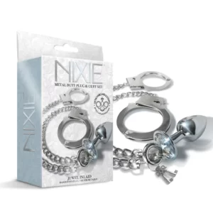 Global Novelties NIXIE Metal Jewel Plug and Cuffs Set Silver 1000324 850010096865 Multiview.webp