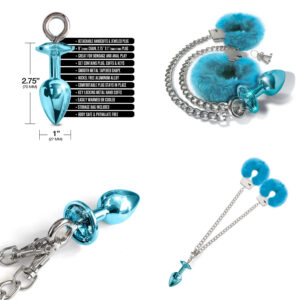 Global Novelties NIXIE Metal Jewel Plug and Furry Cuffs Set Blue 1000321 850010096940 Multi Detail.jpg