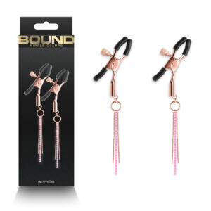 NS Novelties Bound D3 Adjustable Nipple Clamps with Crystal and Chain Tassels Rose Gold Pink NSN 1302 81 657447107269 Multiview.jpg