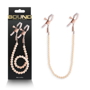 NS Novelties Bound DC1 Adjustable Nipple Clamps with Pearl Bead Connector Rose Gold NSN 1302 49 657447106897 Multiview.jpg