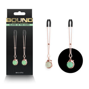 NS Novelties Bound G1 Tweezer style Nipple Clamps Dolphin Pendant Rose Gold Glow in the Dark NSN 1302 11 657447107191 Multiview.jpg