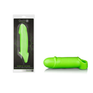 Shots Toys Ouch Glow in the Dark Smooth Thick Stretchy Penis Sleeve Glow in the Dark Green OU744GLO 7423522640661 Multiview.jpg