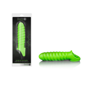 Shots Toys Ouch Glow in the Dark Swirl Stretchy Penis Sleeve Glow in the Dark Green OU741GLO 7423522640623 Multiview.jpg
