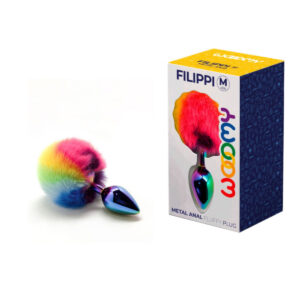 Wooomy Filippi Fluffy Rainbow Tail Metal Butt Plug Medium Rainbow Oil Slick 21055 8433345210551 Multiview.jpg