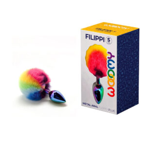 Wooomy Filippi Fluffy Rainbow Tail Metal Butt Plug Small Rainbow Oil Slick 21054 8433345210544 Multiview.jpg