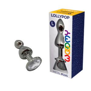 Wooomy Lollypop Double Ball Metal Gem Butt Plug Large Clear Gem 21090 8433345210902 Multiview.jpg