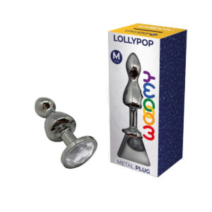 Wooomy Lollypop Double Ball Metal Gem Butt Plug Medium Clear Gem 21080 8433345210803 Multiview.jpg