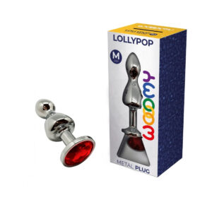 Wooomy Lollypop Double Ball Metal Gem Butt Plug Medium Red Gem 21084 8433345210841 Multiview.jpg
