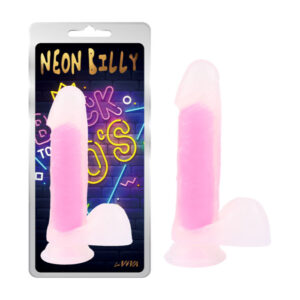LaViva Neon Billy 7 point 6 inch Glow in the Dark Dong with Balls Frosted Clear Pink CN 711752506 759746525062 Multiview.jpg