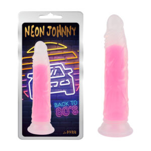 LaViva Neon Johnny 8 point 4 inch Glow in the Dark Dong Frosted Clear Pink CN 711753506 759746535061 Multiview.jpg