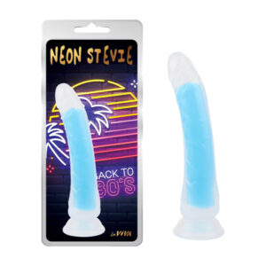 LaViva Neon Stevie 8 point 4 inch Glow in the Dark Dong Frosted Clear Blue CN 711757509 759746575098 Multiview.jpg