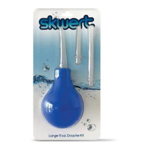 Skwert Anal Douche with 3 nozzles Large 11oz 320ml Blue SK0502 666987005027 Boxview.jpg