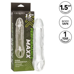 Calexotics Performance Maxx 1 point 5 Inch Penis Extension Sleeve Clear SE 1632 15 3 716770106889 Info Multiview.jpg