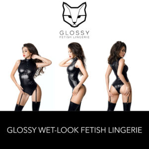 Glossy-Fetish-Lingerie-Adriana-Wetlook-Gartered-Bodysuit-with-Studded-Strap-Harness-Detail-Black-955041