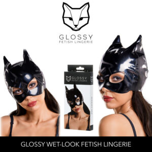 Glossy Fetish Lingerie Ann Wetlook Cat Mask One Size Black 955020