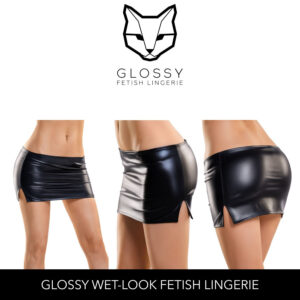 Glossy Fetish Lingerie Camren Wetlook Mini Skirt Black 955013