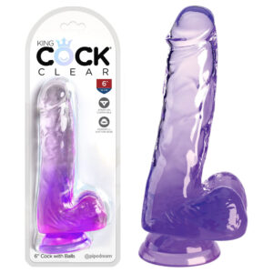 Pipedream King Cock Clear 6 Inch Cock with Balls Clear Purple Ombre PD5752 12 603912774962 Multiview.jpg
