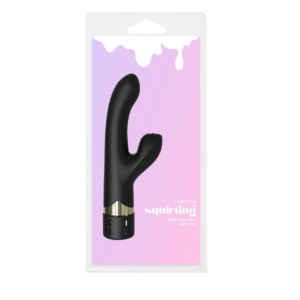 Rechargeable Squirting Silicone Rabbit Vibrator Black AA SQ364 9354434001364 Boxview.png