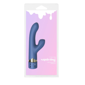 Rechargeable Squirting Silicone Rabbit Vibrator Blue AA SQ388 9354434001388 Boxview.png