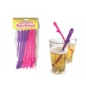 Little Genie Productions Candy Prints 19cm Super Fun Penis Party Straws 8 Pack Purple and Pink LGCP1057 817717010570 Multiview.jpg