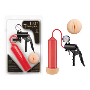 NMC Lust Pumper 8 Inch Pressure Gauge Trigger Penis Pump with Vagina Sleeve Red FMF005A000 048 4892503137835 Multiview.jpg