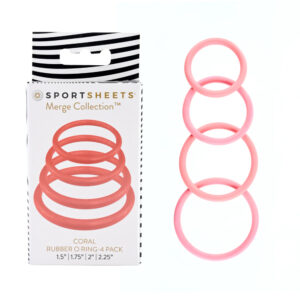 Sportsheets Strap On O Ring 4 Pack Coral SS69824 Multiview.jpg
