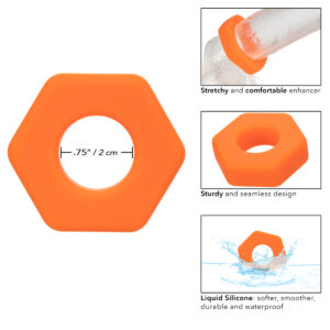 Calexotics Alpha Liquid Silicone Prolong Sexagon Hexagonal Cock Ring Orange SE 1491 70 2 716770106186 Info Detail.jpg