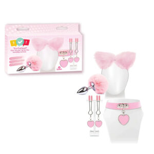 Icon Brands Try Curious Kitty Kit Cat Ears Headband Anal Plug Collar Nipple Clamps Pink IC8016 847841080163 Multiview.jpg